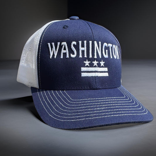 Washington Flag Snapback Hat - Navy and White