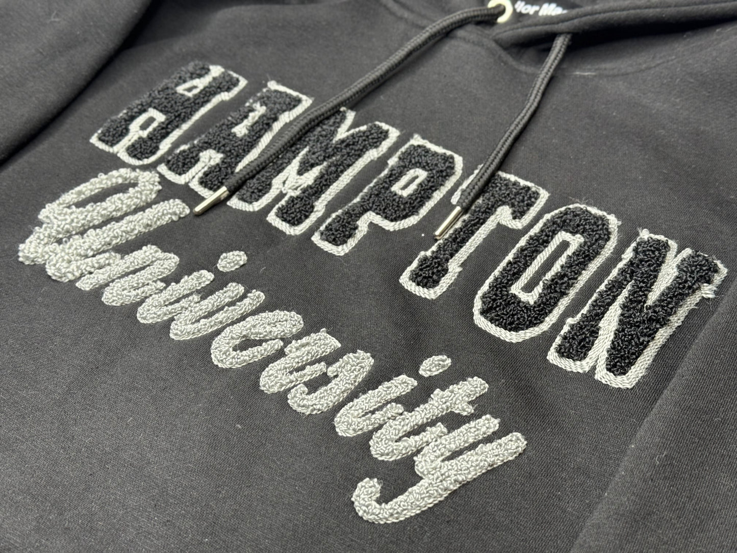 Hampton University Black and Gray Chenille Hoodie