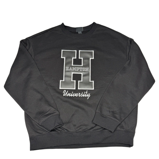 Hampton University Leather Emblem Sweatshirt