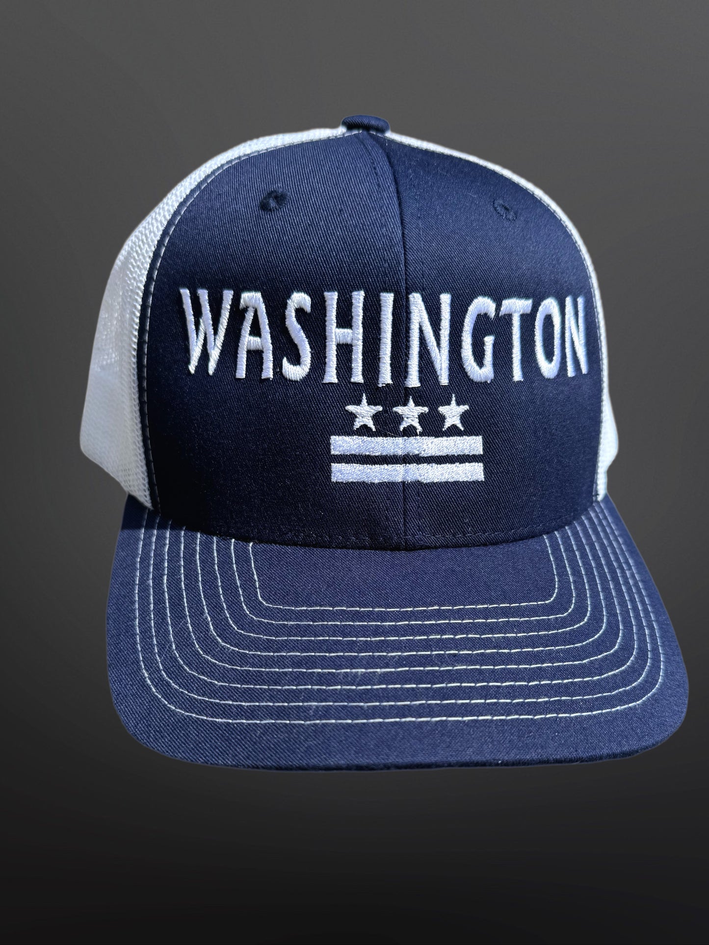 Washington Flag Snapback Hat - Navy and White